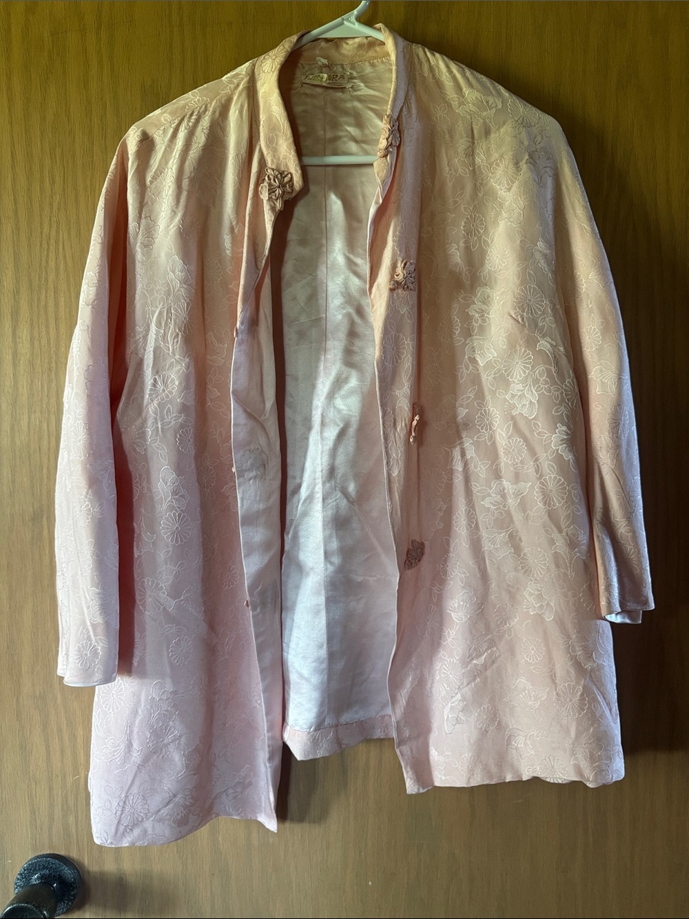Women's Light Pink Floral Brocade Kimono
